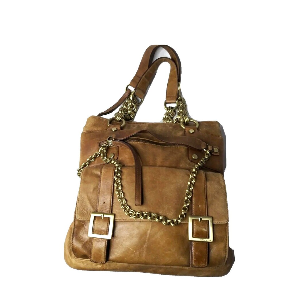 Karen Millen England Tote Bag Chain Leather Handbag Brown - Picture 5 of 7